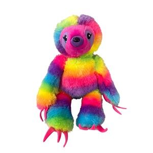 Build-A-Bear Workshop Rainbow Sloth Plush Stuffed Animal Multi Color Striped Toy